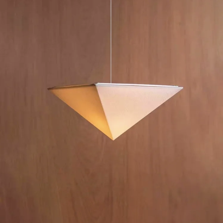 Triangle Fabric Atmosphere Lamp Wabi Sabi Style Home Decor Designer Pendant Light for Living Room Corridor Bedroom Headboard