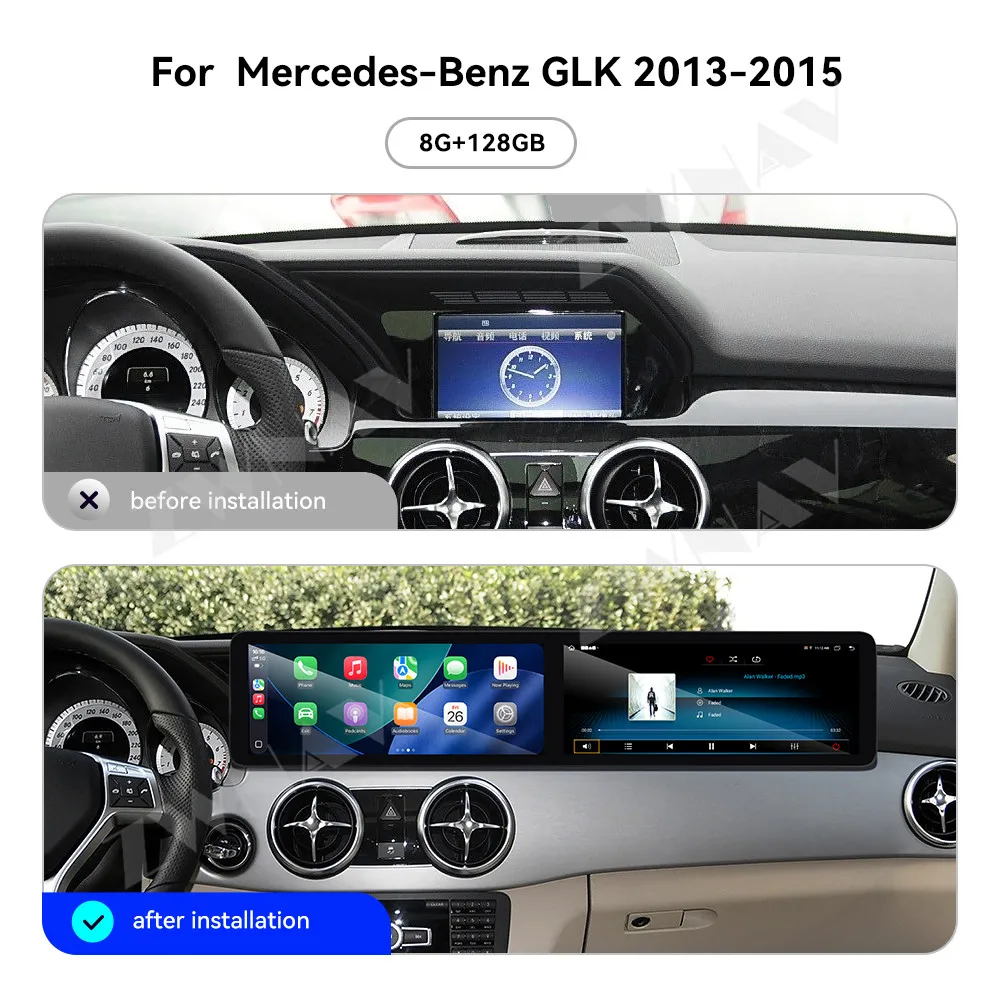 

Автомобильный радиоприемник с двойным экраном для Mercedes-Benz GLK 2013-2015, Android, GPS-навигация, мультимедийное видео, стерео, головное устройство, пассажирский экран