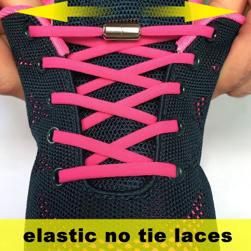 

AL 1 Pair Metal Lock Elastic Semicircle Shoe Laces For Kids and Adult Sneakers Shoelace Quick Lazy NO TIE Shoelaces