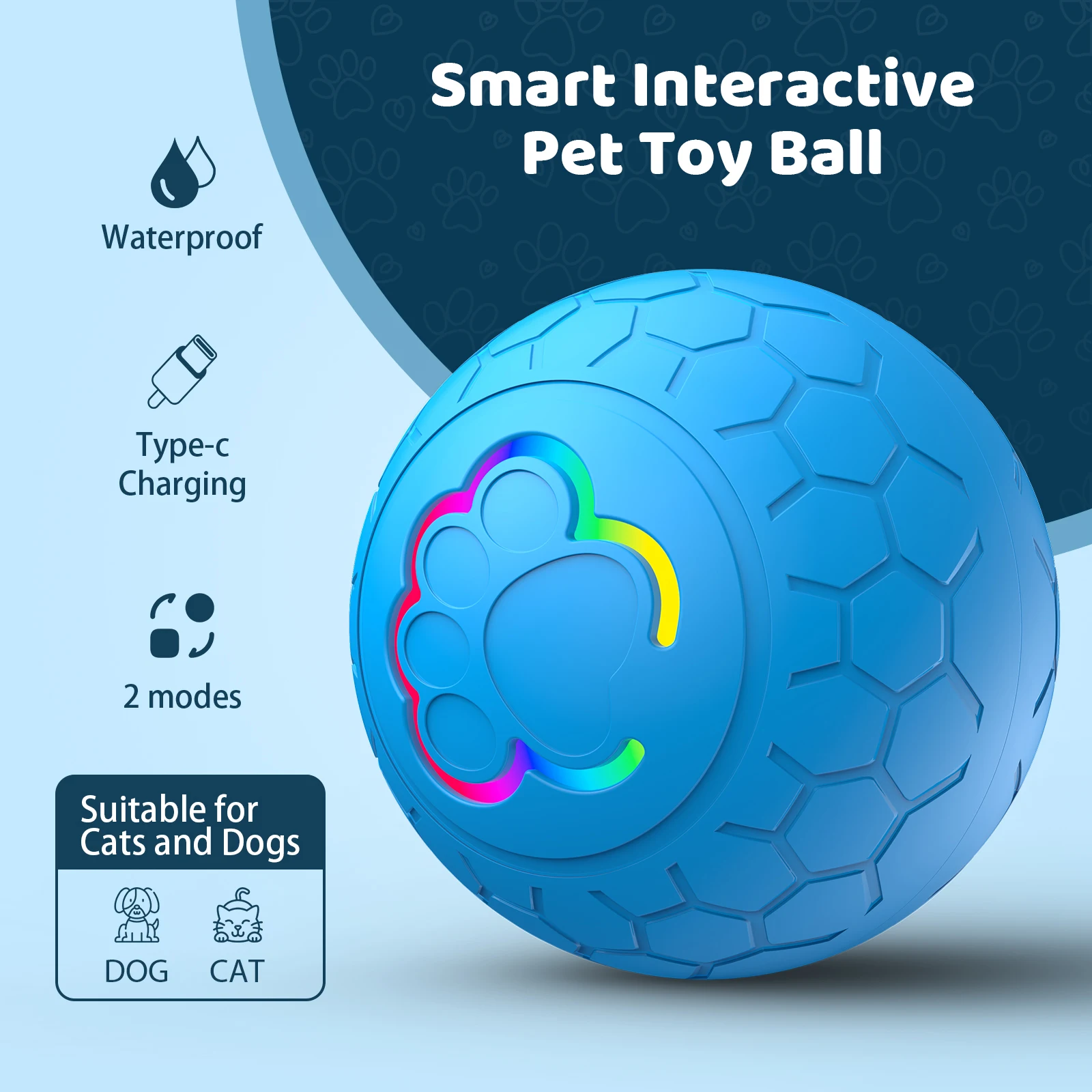 Toy Ball for Pets - Interactive Dog Toys Jolly Ball Herding Ball for Dogs Radar Trigger Durable and Safe IP54 Waterproof