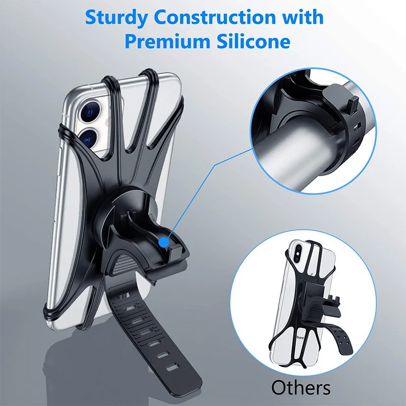 Supporto universale per telefono cellulare da bicicletta in Silicone rotante a 360 ° supporto di navigazione per manubrio da moto per telefono da 4.0 pollici-6.0 pollici