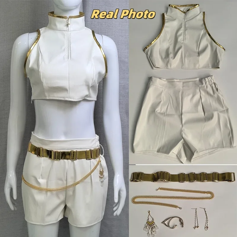 KPop شيطان الصيادين الاطفال رومي زوي ميرا تأثيري بريق زي الأبيض الزي الرسمي مجموعة هنتركس الزي للفتيات هالوين لعب الأدوار #3