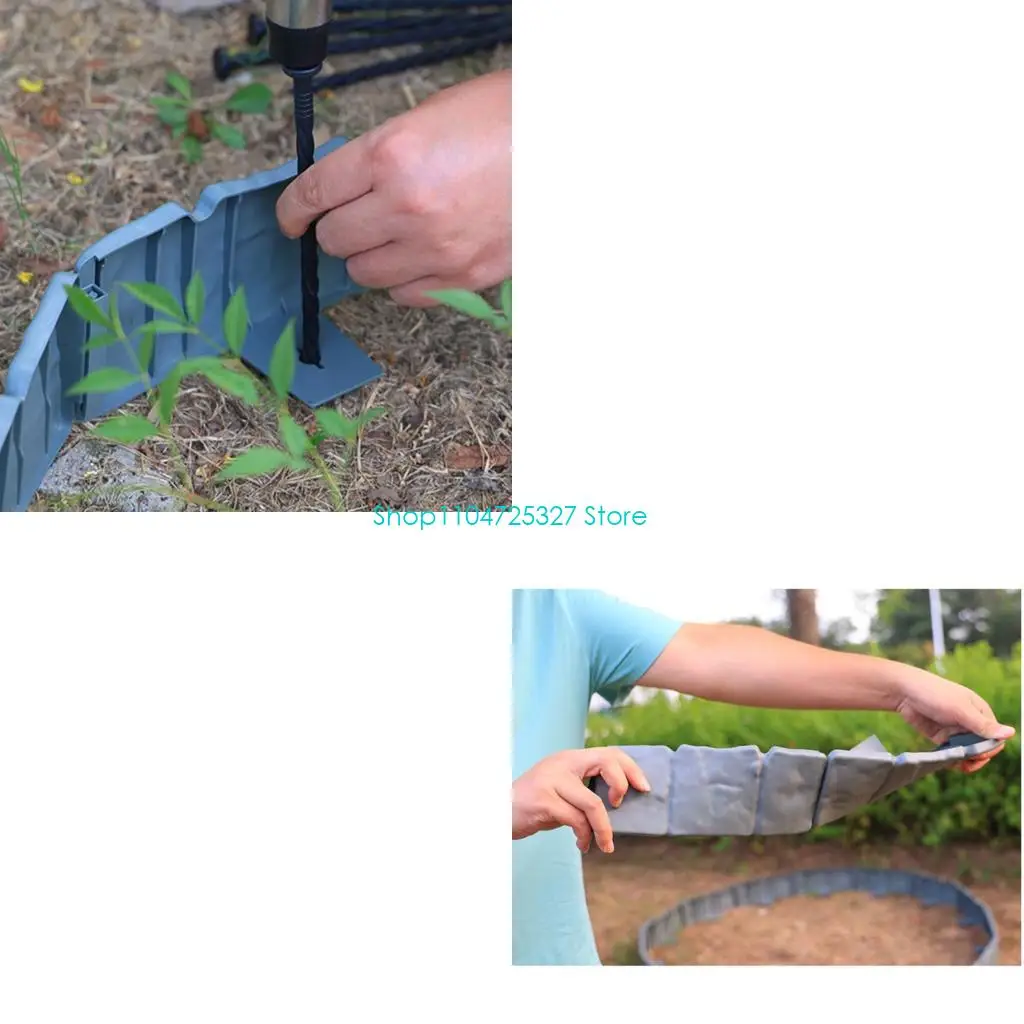 D8KF 20Pcs Garden Fence Imitation Stone Plant Support Stake Outdoor Edging Decorative Border Lawn Yard Landscape Plant Fence