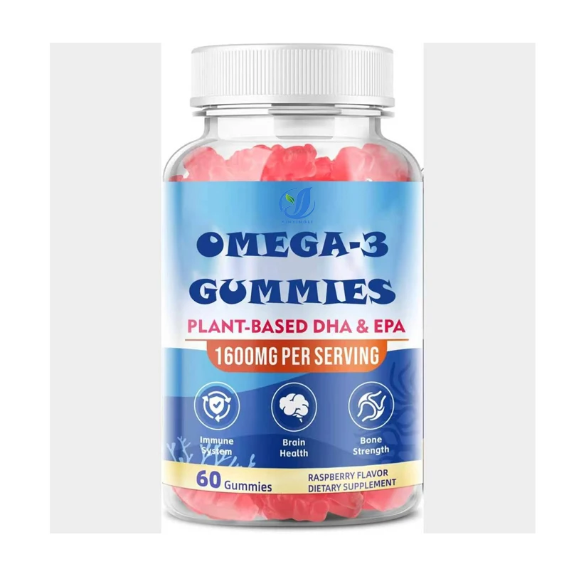 Pure Omega-3 Chewing Gum for Adults 1000mg - Containing 400mg DHA and 600mg EPA, Vitamins A, C, E, 60 Gummies