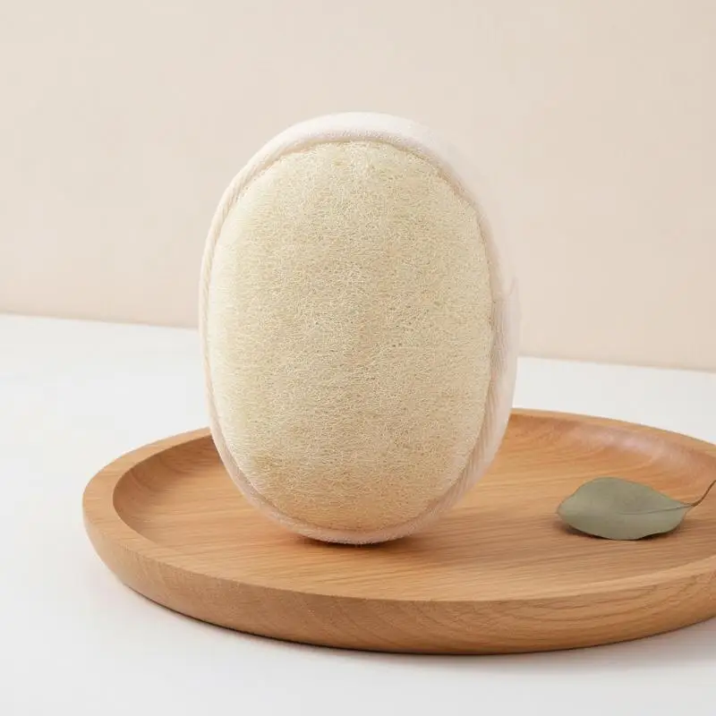Natural Luffa Exfoliating Bath Scrubber Oval Biodegradable Plant Fiber Pad for Adult Daily Shower Body Skincare