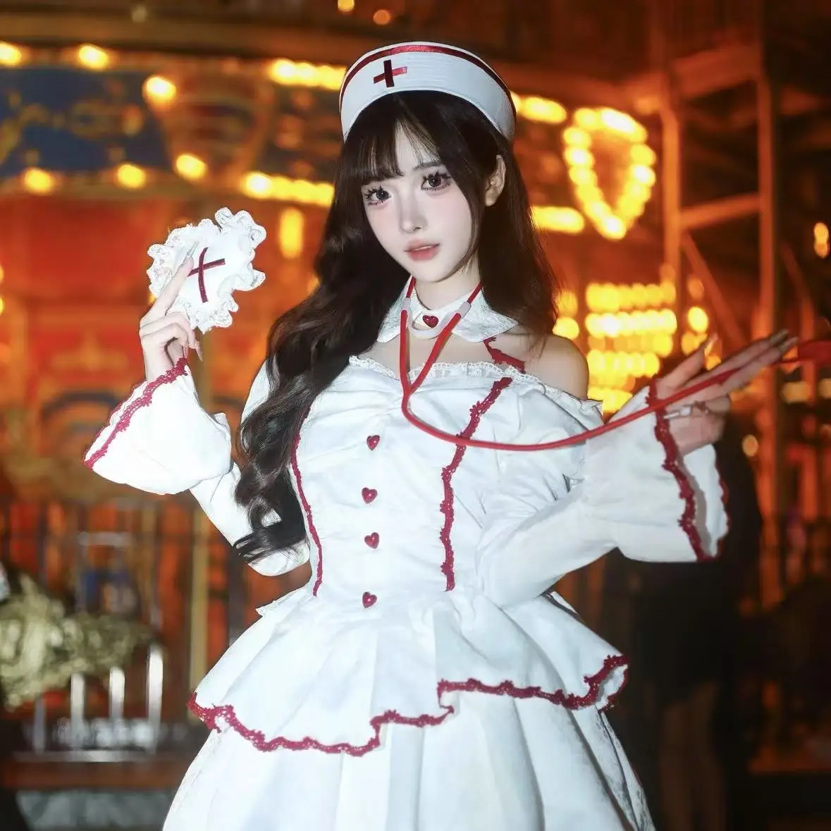 HongLuan White Vintage Red Cross Nurse Sailor Hats, Fantasy Cosplay Hat Woman, Rave Festivals Accessories ＆ Party Caps for Man
