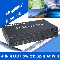 4K 60Hz True HDMI Matrix 4x4 4 Inputs and 4 Outputs Vs HDMI 2.0 Matrix 2x4 4x2 Switch Splitter Video Converter with RS232 / EDID