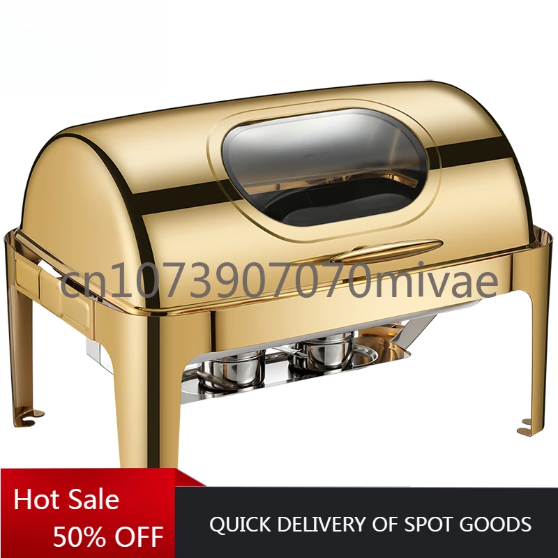 

Kitchen Equipment Buffet Dishes Stainless Steel Food Warmer Double Pans Chafing Dish Buffet Food Warmer 9l Roll Top Chafing Dish