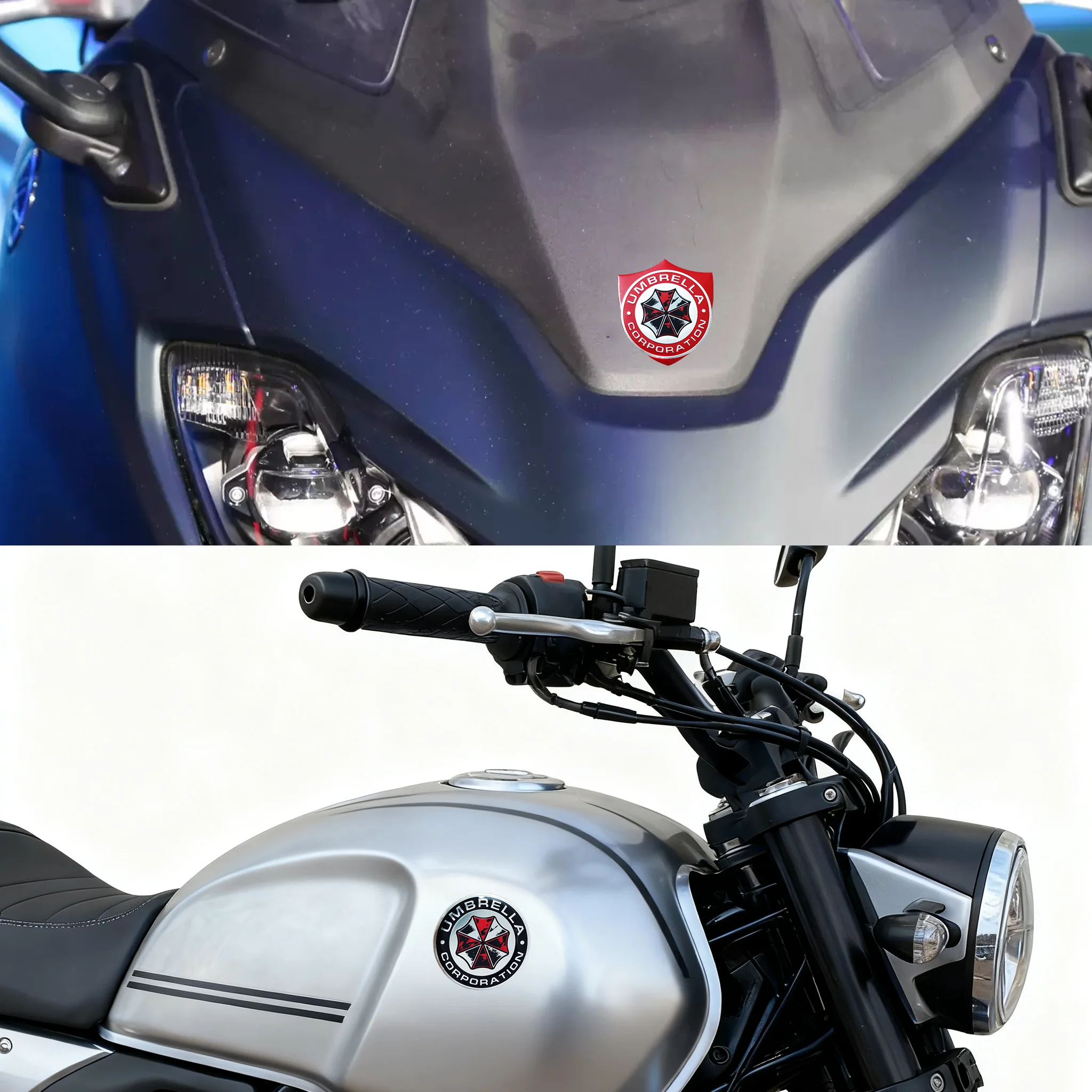 4 teile/satz Motorrad Aluminium Aufkleber Regen Regenschirm Unternehmen Emblem Tank Helm Gepäck Aufkleber Auto Modifikation Zubehör