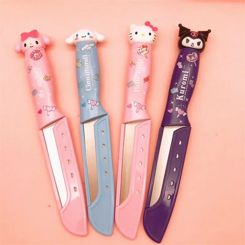 Hello Kitty Fruit Knife Sanrio Anime Stainless Steel Kitchen Peeling Knife Portable Outdoor Vegetable and Fruit Peeling Knife