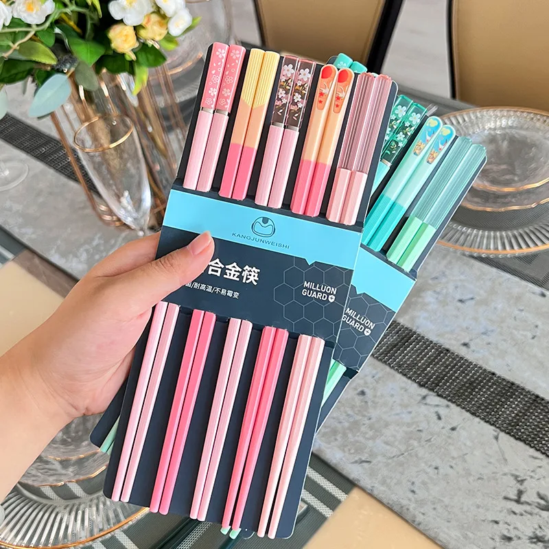 

5Pairs Reusable Five-Color Dining Chopsticks Sushi Food Multi Color Chop Sticks Household Tableware