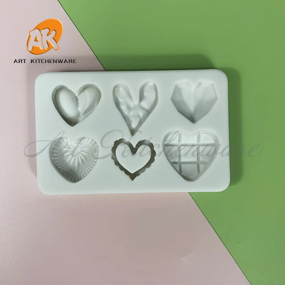 Fashion Hearts Silicone Fondant Mold Happy Birthday Cake Decorating Silicone Soap Moulds Cupcake Decorations Bakeware