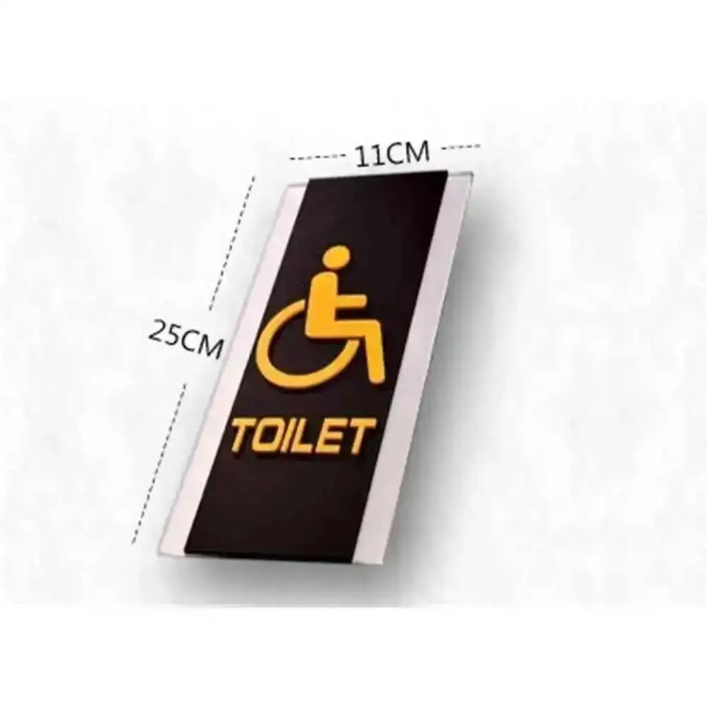 Badezimmer-Türschild aus Acryl, Kreatives WC-Zimmer-Schild, Selbstklebende Wandbeschilderung, Wandmontierte Anzeige, Schwebende Zeichen – Detail 2
