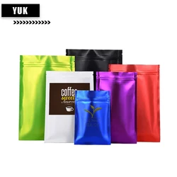 Custom Printed Frosted Mylar Aluminum Foil Flat Zipper Package, Coffee Tea Sugar Storage Pouch Bags