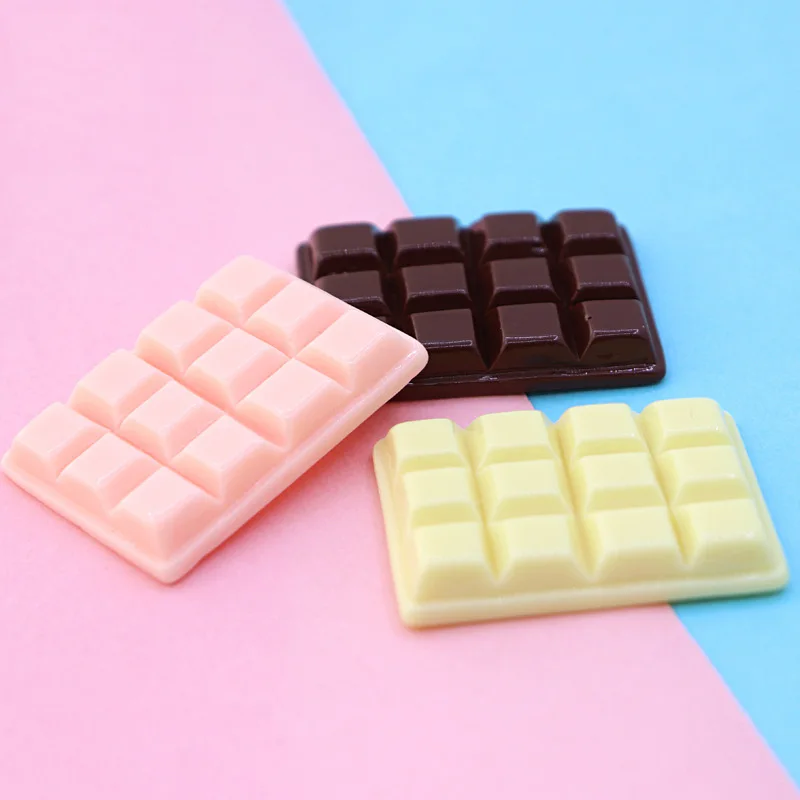 10Pcs/lot Simulation Chocolate Block DIY Resin Accessories Flatback Cabochon Fake Food Fit Phone Decoration Scrapbooking Craft