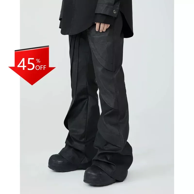 Y2K Thermal Coated All-match Multi-layer Casual Black Trousers streetwear men clothing vintage trousers tactical pants element