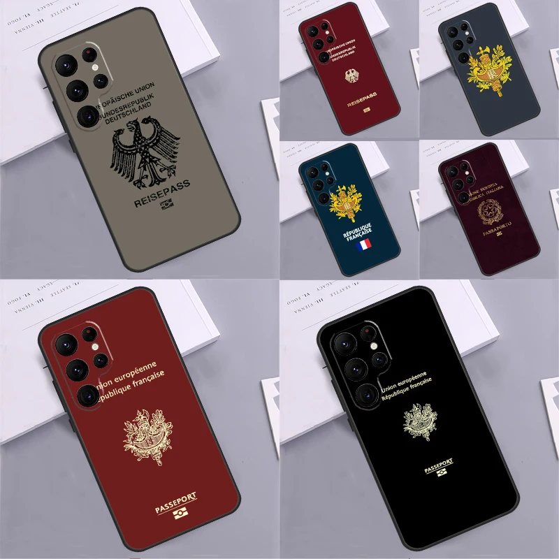 

Чехол для телефона с немецким итальянским французским паспортом для Samsung Galaxy S24 Ultra S9 S10 S20 FE S22 S21 S23 Plus S25 Ultra Cover Coque