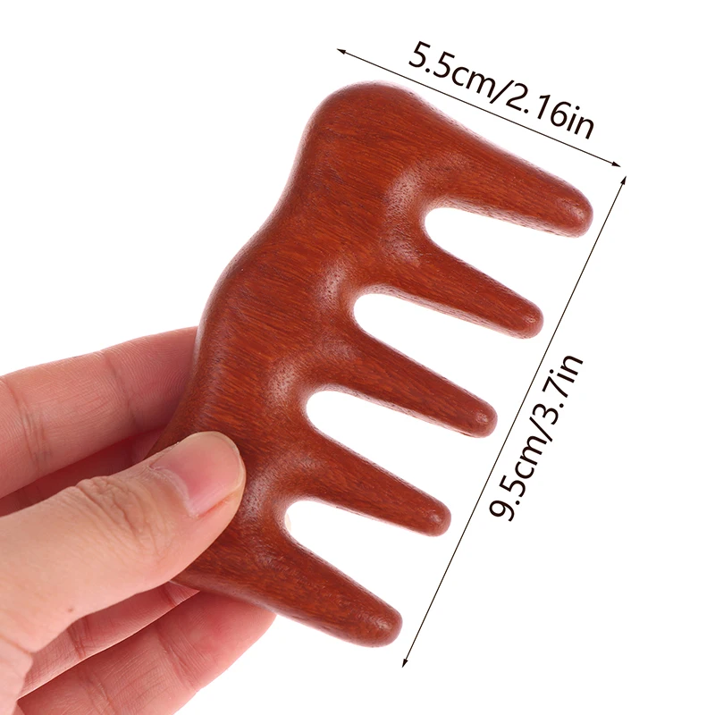 Head Meridian Massage Comb Five-Tooth Thickened Sandalwood Wide Tooth Comb Acupuncture Therapy Anti-Static Smooth Hair