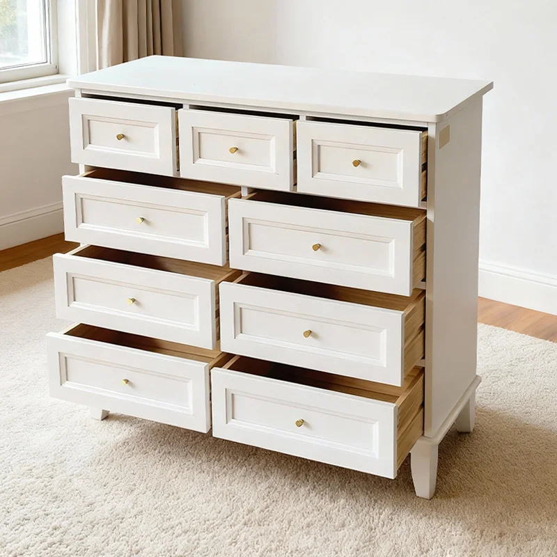 Wholesale Modern Nordic Classic Drawer Chest Solid Wooden 9 Storage Cabinet with Drawers