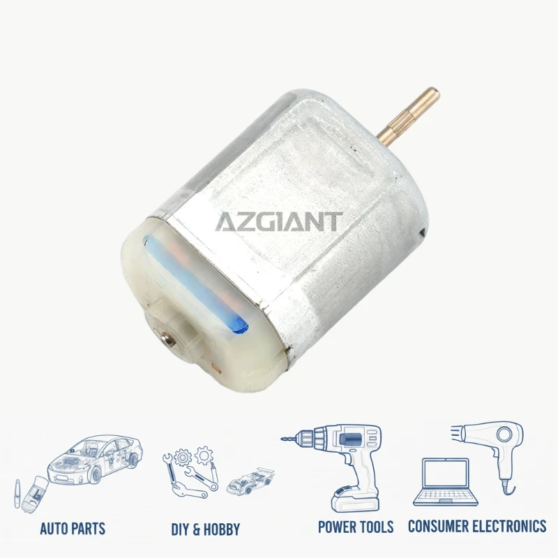 AZGIANT Micro Motor DC 12V 45mm Axis Knurled Shaft Copper Carbon Brush Low Noise Stable Operation DIY Toy Special Offer