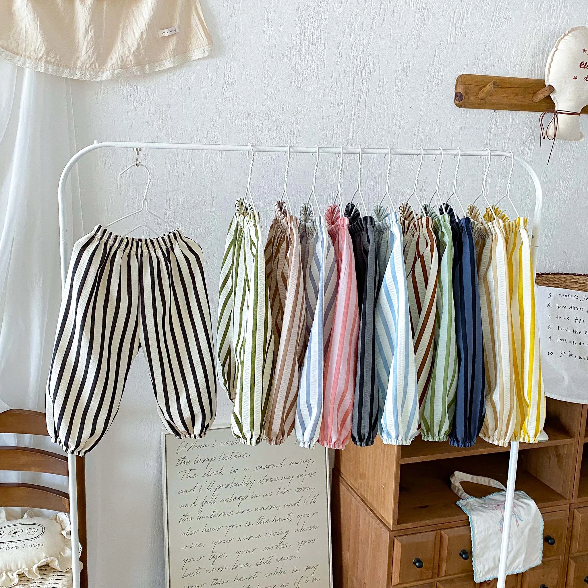 Kids Casual Pants Spring Summer Clothes Striped Trousers Simple All-match  Bloomers Baby Trendy Loose Mosquito Pants Outer Wear