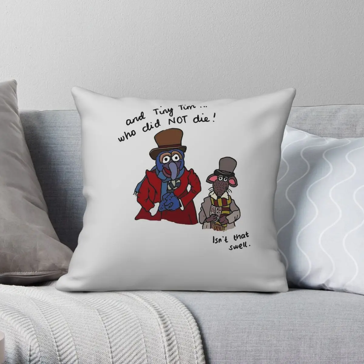 Tiny Tim Who Did Not Die Muppet Christmas Carol Square Pillowcase Polyester Linen Velvet Printed Decor Pillow Case Sofa Cushion