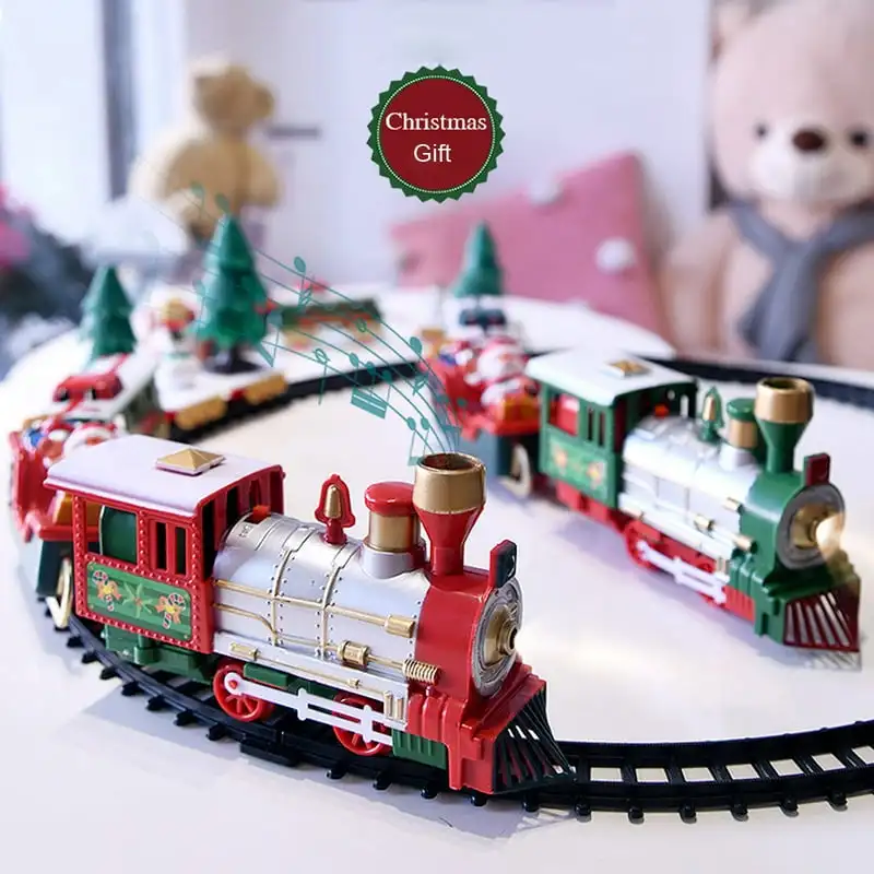 Lights And Sounds Christmas Train Set Railway Tracks Toys Xmas Train Gift