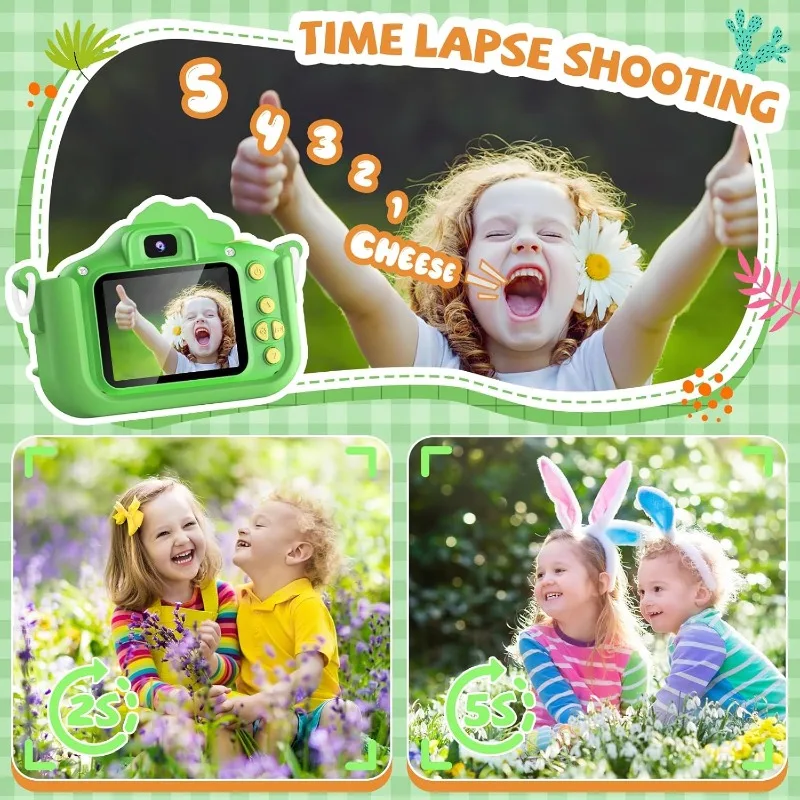 48MP Kids Camera for Child  Video Selfie Camera-Christmas Birthday Dinosaur Gift for Toddler, HD Digital Camera Toy for Child