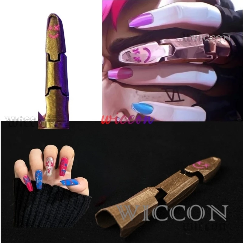 Arcane Jinx Cosplay Clothes Finger Covers Game LOL Roleplay Nail Set Costume Props Adult Outfits Halloween Carnival Costume Acce