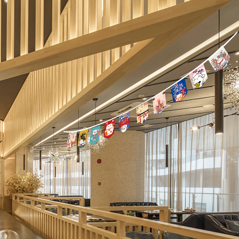 Japanese Style Lucky Cat Hanging String Flag Sushi Restaurant Bunting Banners Izakaya House Birthday Party Wedding Decoration - view 3