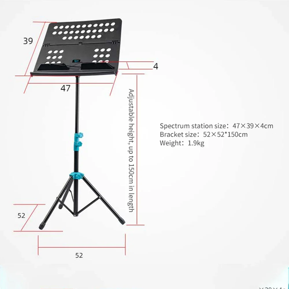 GUITTO GSS-01 حامل ورقة الموسيقى القابل للطي مع حقيبة حمل قابلة للفصل من سبائك الألومنيوم حامل الموسيقى ثلاثي القوائم ارتفاع قابل للتعديل