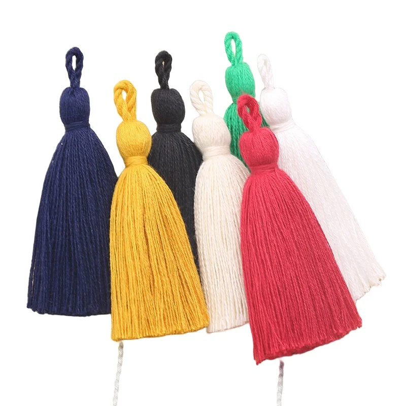 8cm key Tassel 10pcs Per Bag  Handmade DIY Pure Cotton Tassel Hanging Fringe Vintage Tassel Home Textile Clothing Accessories