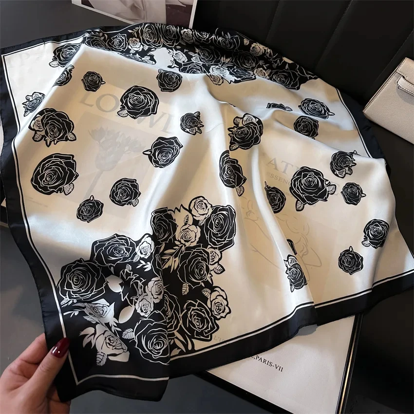 Korean Fashion Luxury Silk Scarfs Square Scarf Scarf Kerchief Popular Silk Scarves Bandanna Wraps Scarf Decoration Shawl