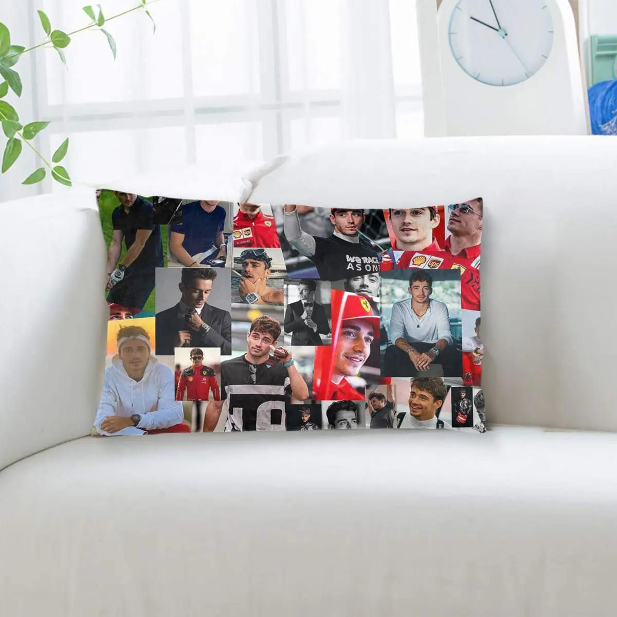 Charles Leclerc Monacan Motorsports Racing Driver Collage Rectangle Pillowcase Cushion Cover Decorative Bed Home Throw Pillow