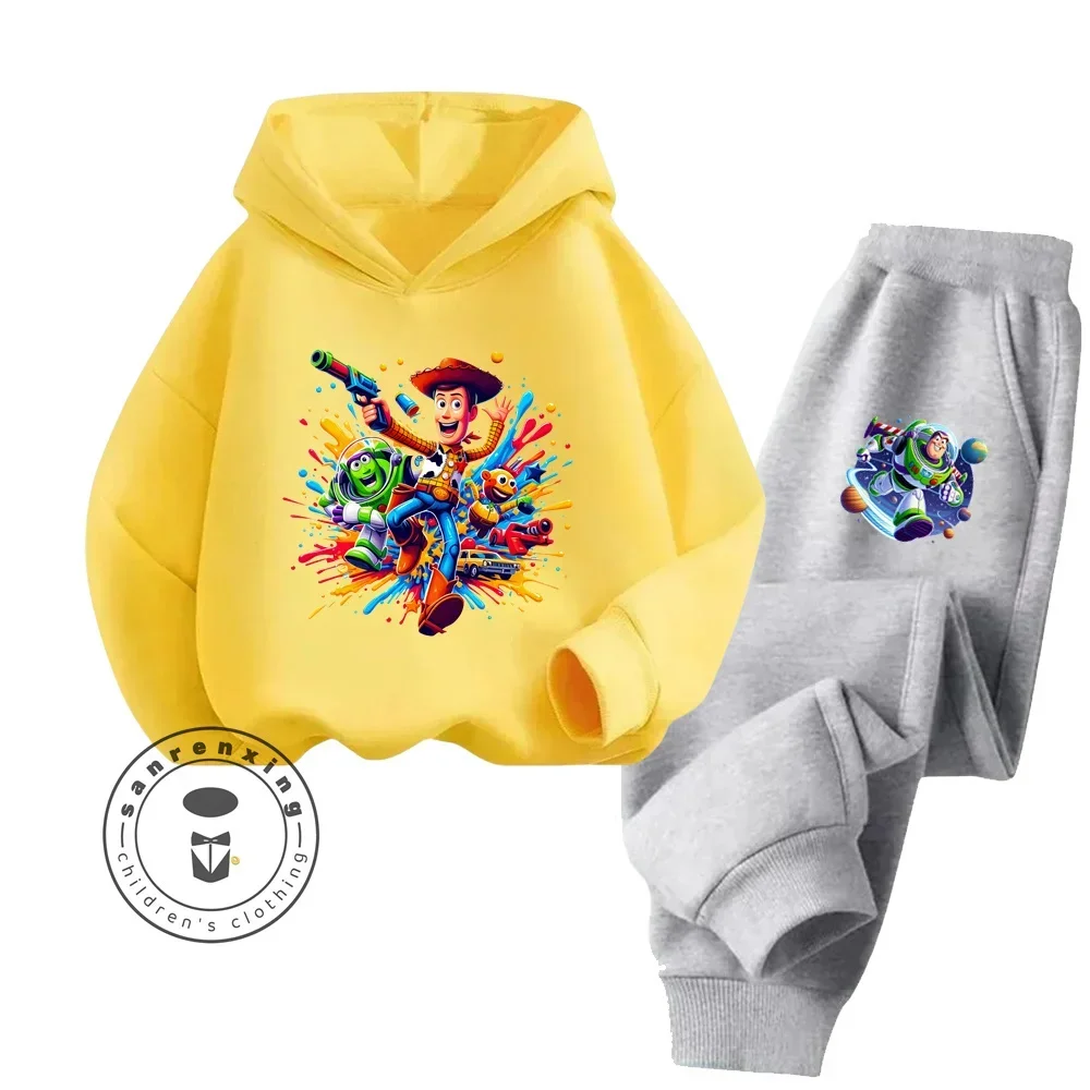 Toy Story Stylish Long Sleeve Hoodie Pant Set Pure Cotton Trendy Fashion Comfortable Children's Fall Winter Sports Hoodie Set