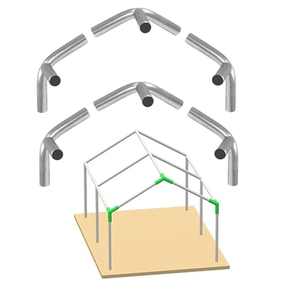 

1-3/8 High Peak Carport Connectors Set with 3-Way Galvanized Canopy Fittings for Shelter Deck Shed Frame Support Compatible wit