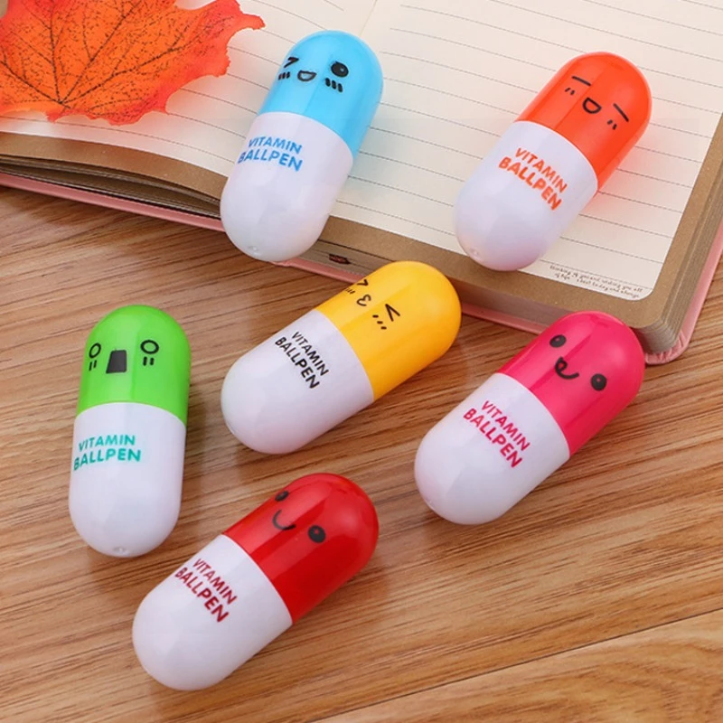 24 pcs Creative Pill Telescopic ball Pens, Student Stationery, Ballpoint Pen, Pill Capsule Shape,Fun Prizes