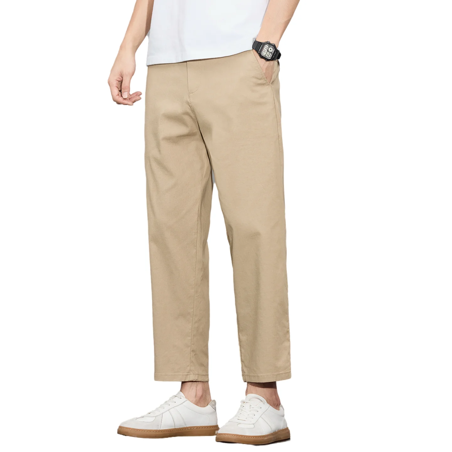 Men's Linen Pants New Summer Fashion Solid color Breathable Linen Cotton Blend Loose 8-point Pants Daily Commuter Sports Leisure