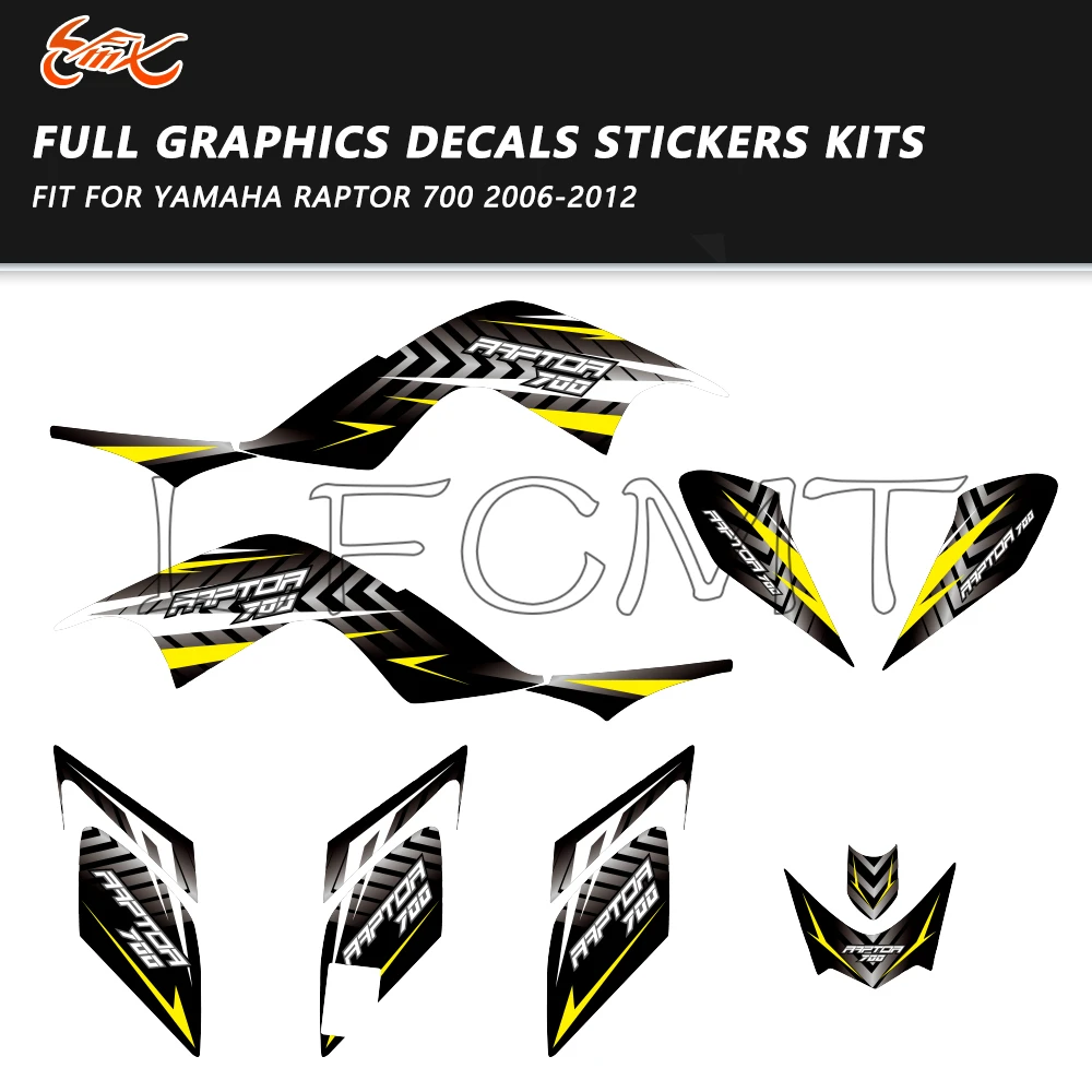 Fit for Yamaha Raptor 700 YFM 700 2006 2007 2008 2009 2010 2011 2012 ATV Decor Graphic Decals Thickened Background Sticker Kit