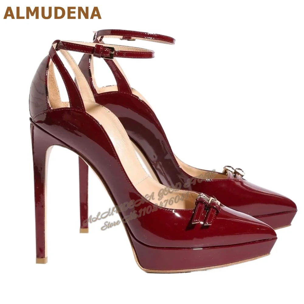 ALMUDENA Platform Pumps Patent Leather Red 2