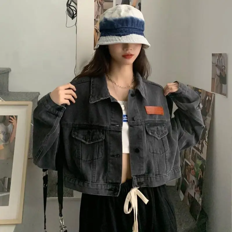 Black badge denim jacket - single piece