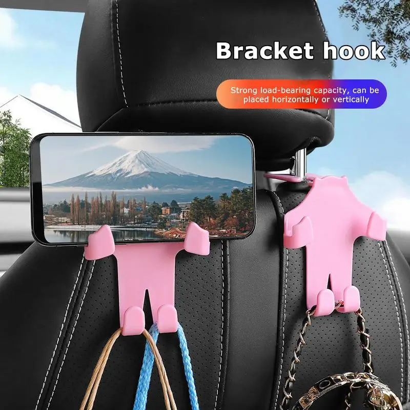 Car Headrest Hiding Hook Car Headrest Hook with Phone Holder Backseat Car Organizer 2 in 1 Car Vehicle Back Seat Headrest