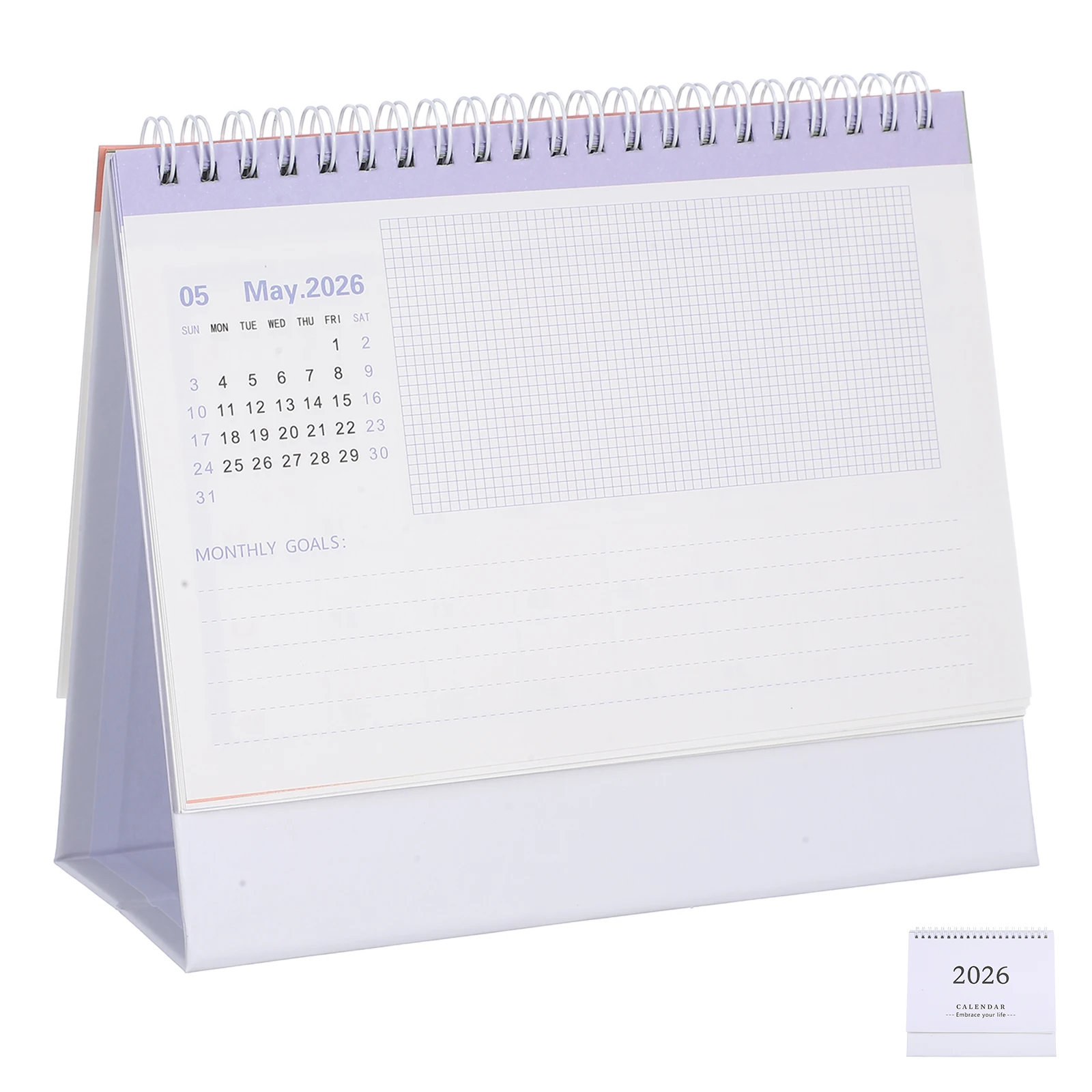 

2026 Desk Calendar Small Stand Up Tabletop Minimalist Design Foldable Monthly Planner For Office Home Decor Paper