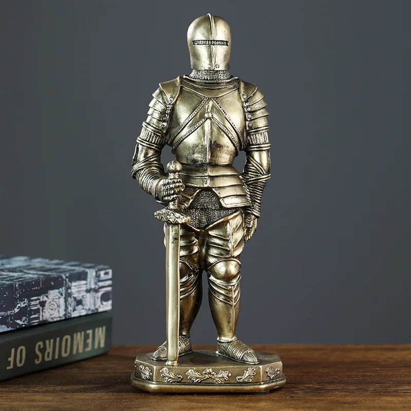 1pc Order of Knights Creative Figures Statue Desk DecorationHeavy Armored Knight CharactersResins Sculpture Room Aesthetic Decor