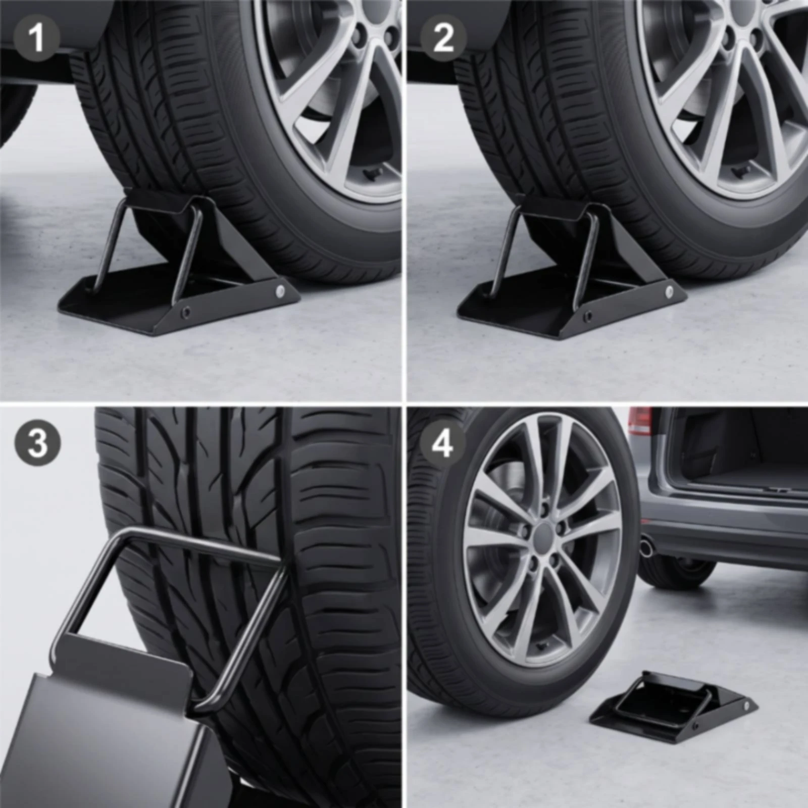 Metal Wheel Chock Compact Steel Wheel Chock Safety Equipment Anti-Slip for Trailer Owners, Inclined Driveways, Roadside Parking