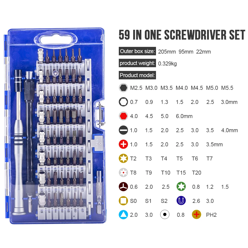 NINDEJIN 60 in 1 magnetic screwdriver bit set precision insulated small torx screwdrIver set for phone laptop repair tool kit