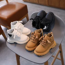 New Children's Platform Ankle Boots Spring Autumn School Boots for Girls Fashion Causal Kids Non-slip Boys Round-toe Short Boots