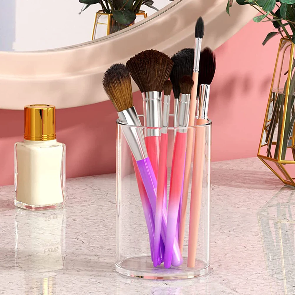 

4pcs Makeup Brush Storage Container Clear Large Capacity Office Student Desk Organizer Pen Pencil Holder Stationery Accessories