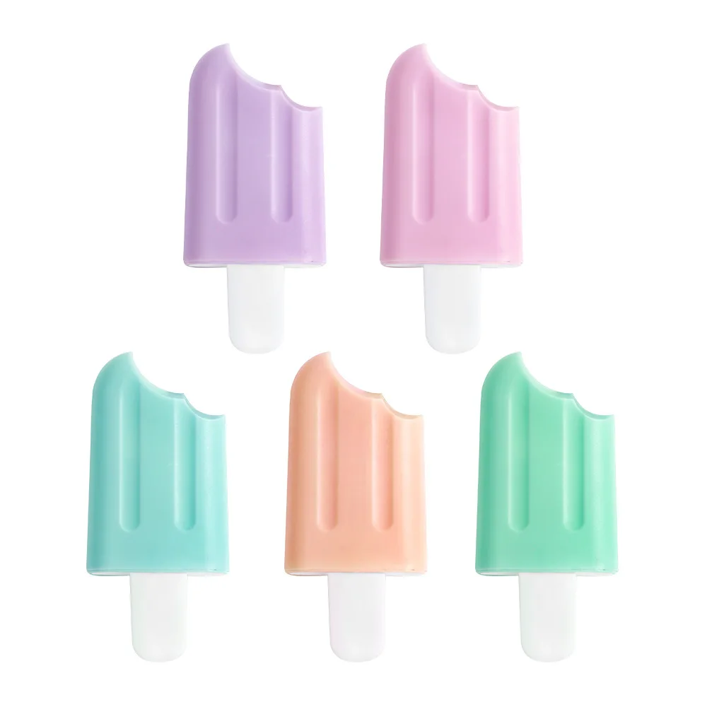 6 Pcs Fluorescent Marker Pen Highlighters Cartoon Colored Mini Colorful Plastic Ice Cream Shape Emphasize Marking Student