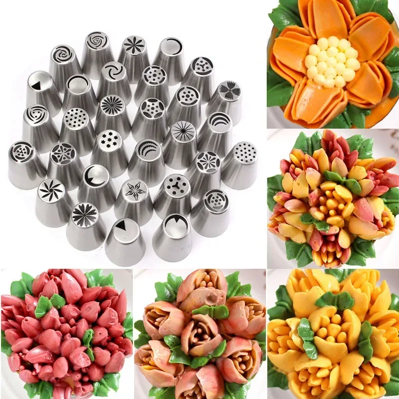 31pcs Large Rusian Tulip Icing Piping Nozzles For Cakes Decorating Cupcake Pastry Cream Tips Confectionery Bakeware Baking Tools